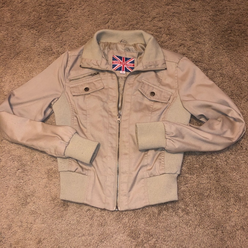 TAN UTILITY BOMBER JACKET SIZE S/M